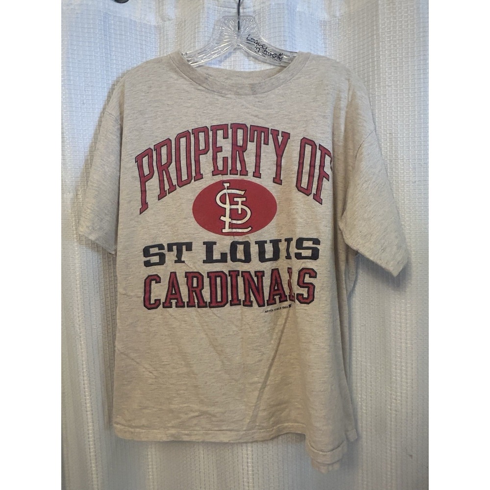 VTG 80s Property Of St Louis Cardinals Gray T Shirt Size L MLB Baseball